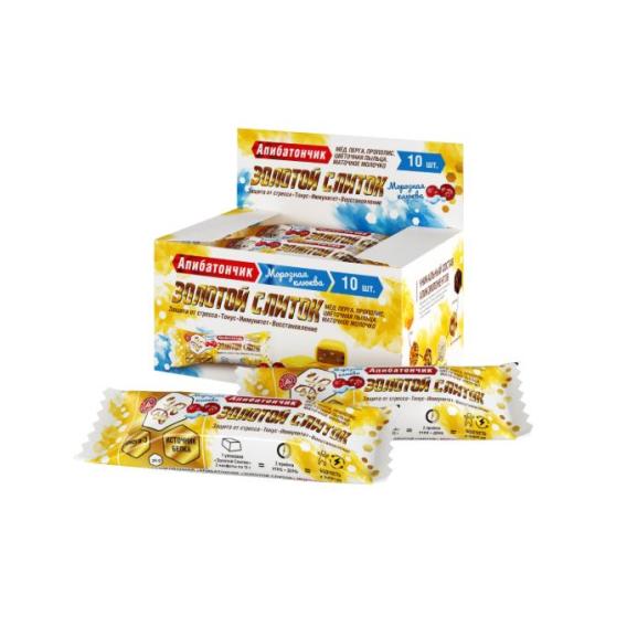 Апибатончик «Золотой слиток. Морозная клюква» Шоу-бокс 10 шт
